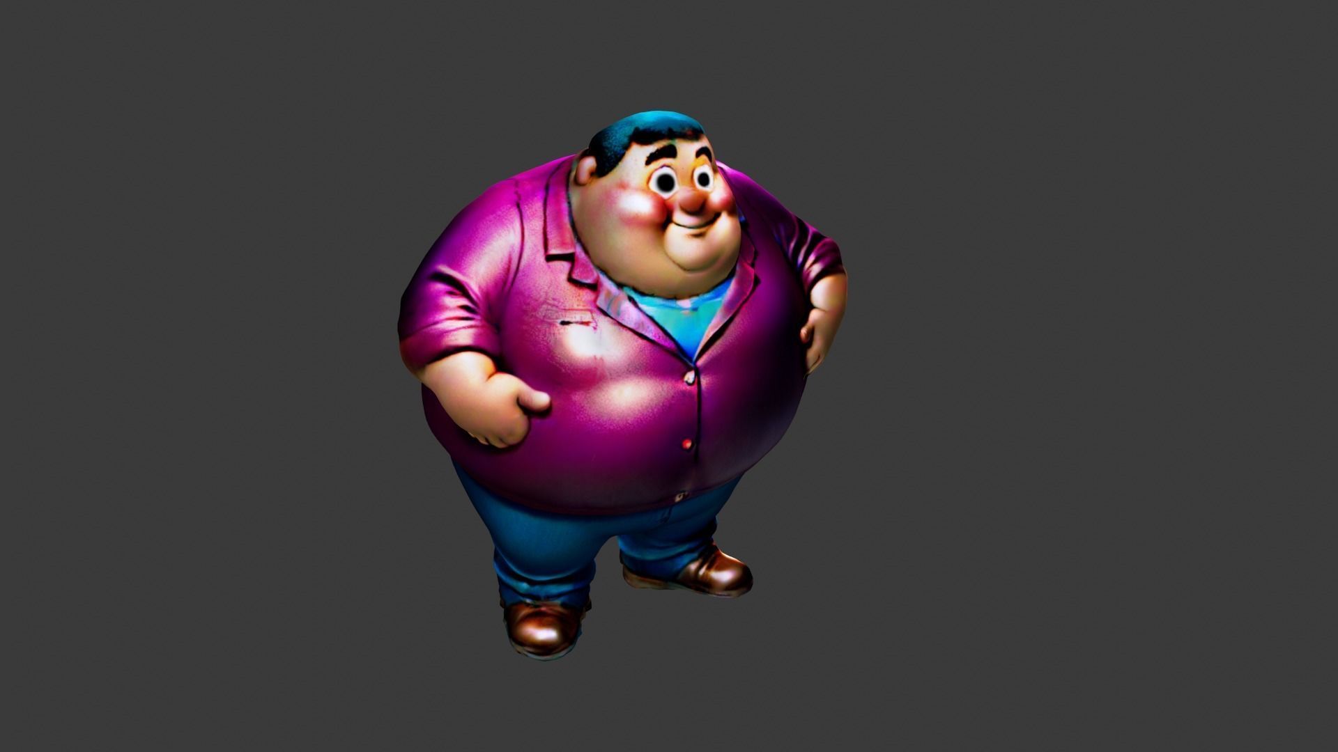Fat Man Cartoon  Low-poly 3D model_5