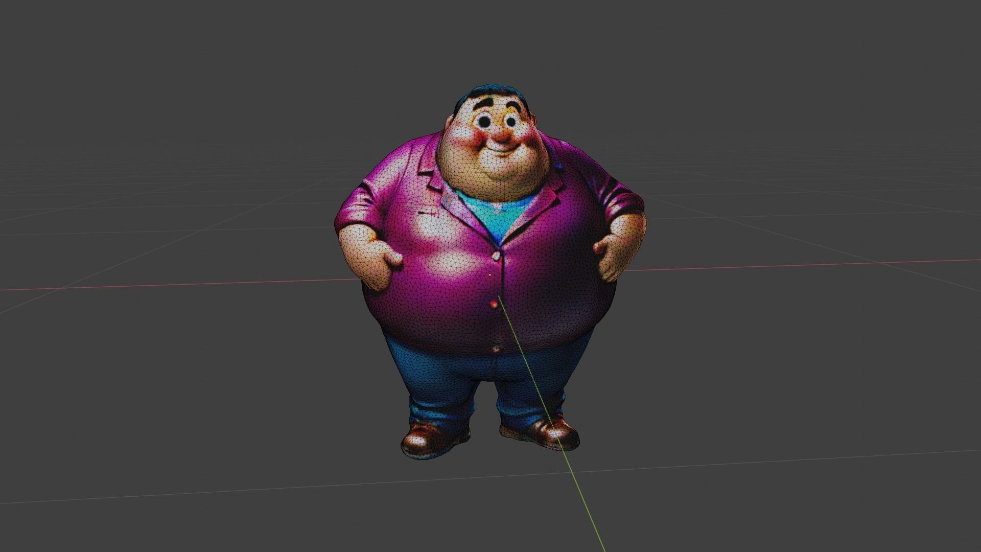 Fat Man Cartoon  Low-poly 3D model_6