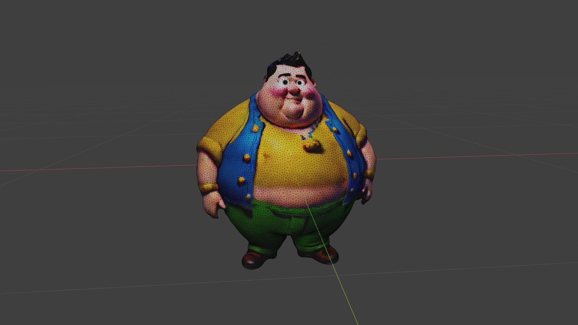 Fat Man Cartoon  Low-poly 3D model_6