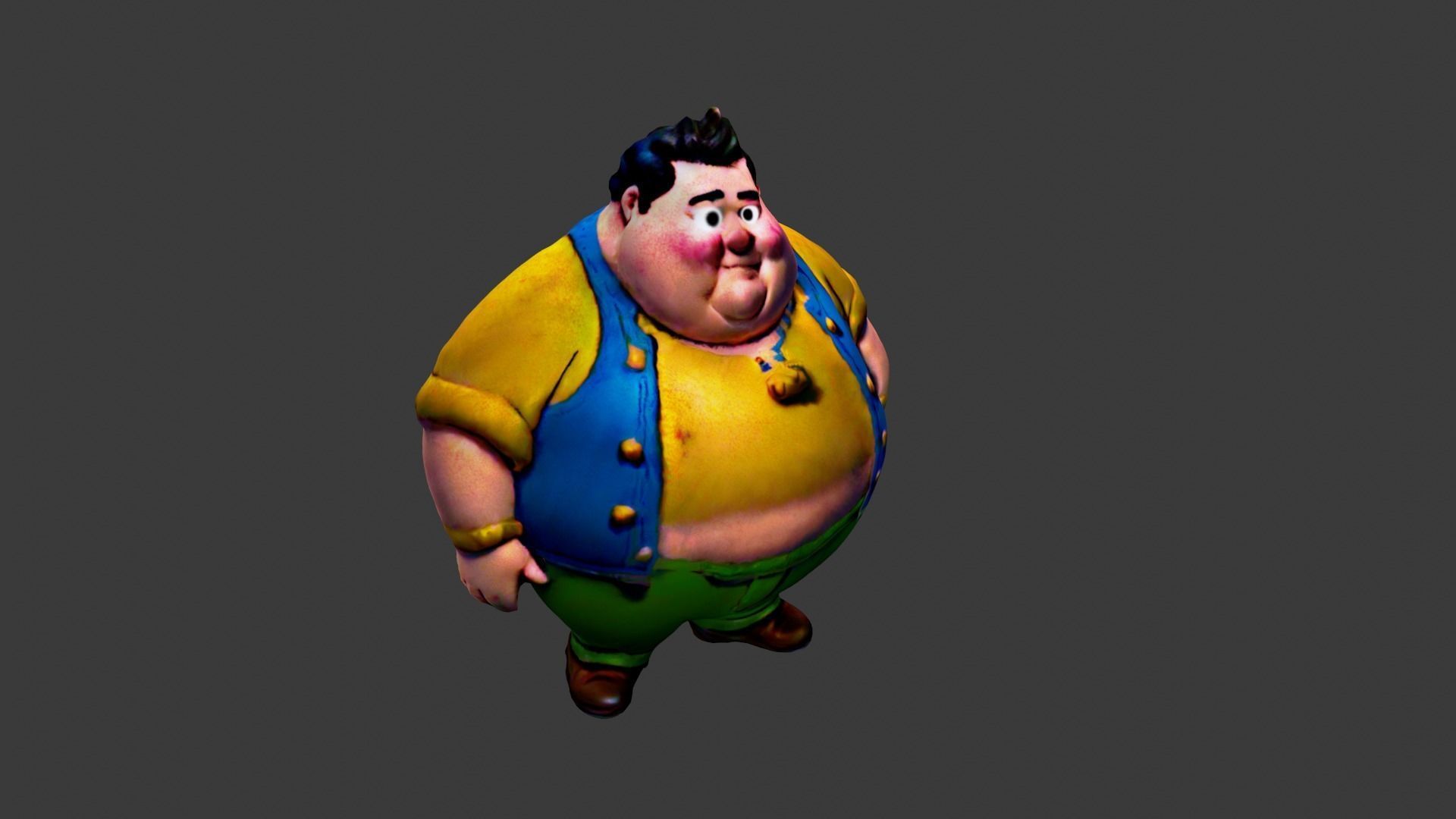 Fat Man Cartoon  Low-poly 3D model_5