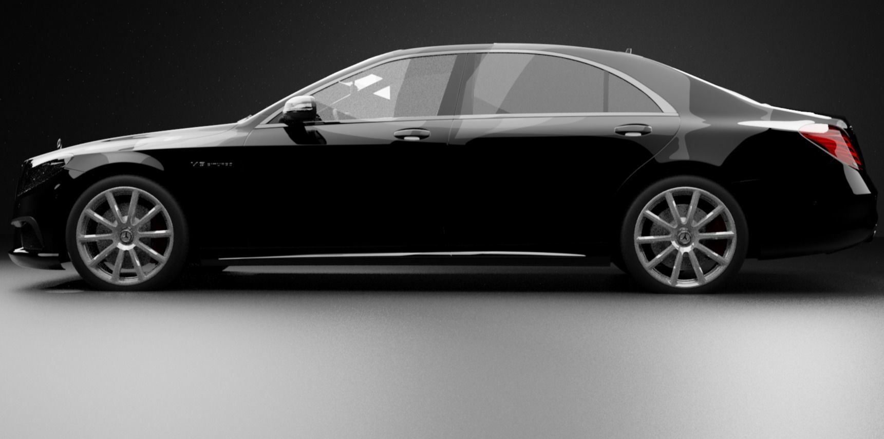 Mercedes Benz S class  Low-poly 3D model_4