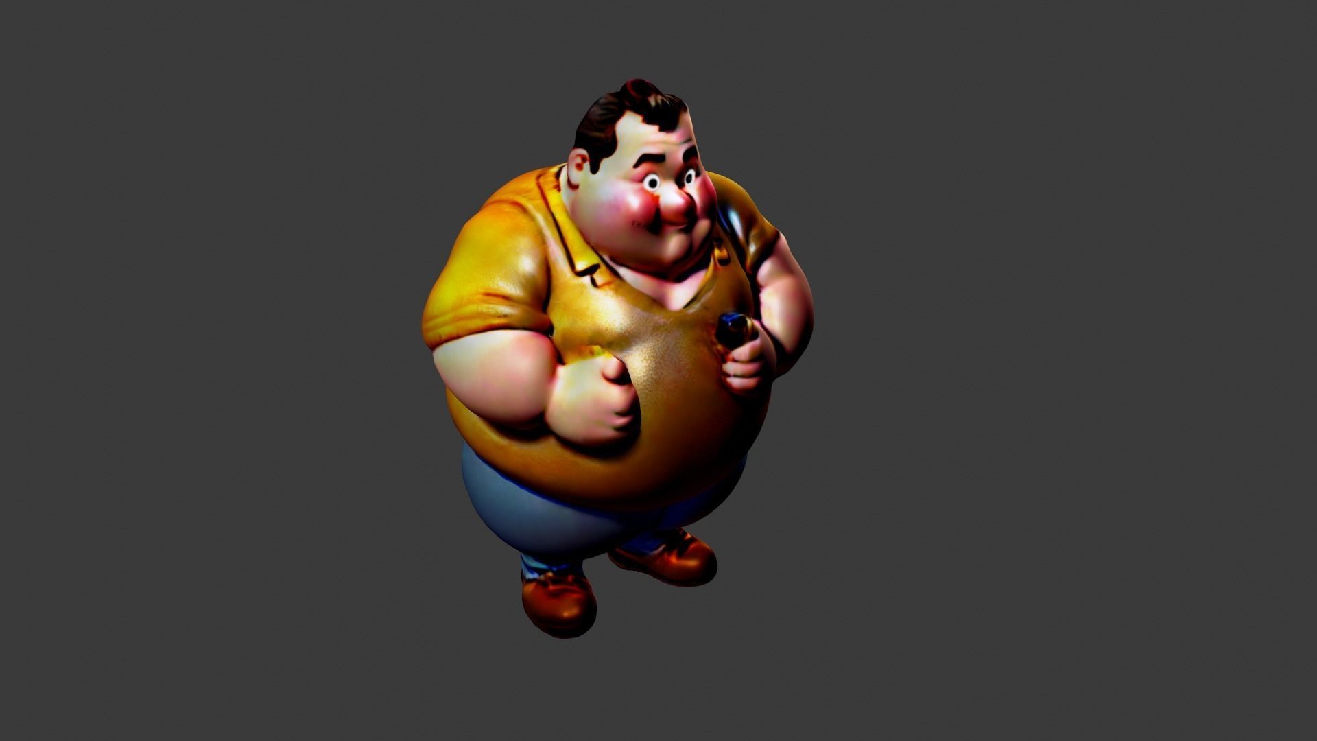 Fat Man Cartoon  Low-poly 3D model_5