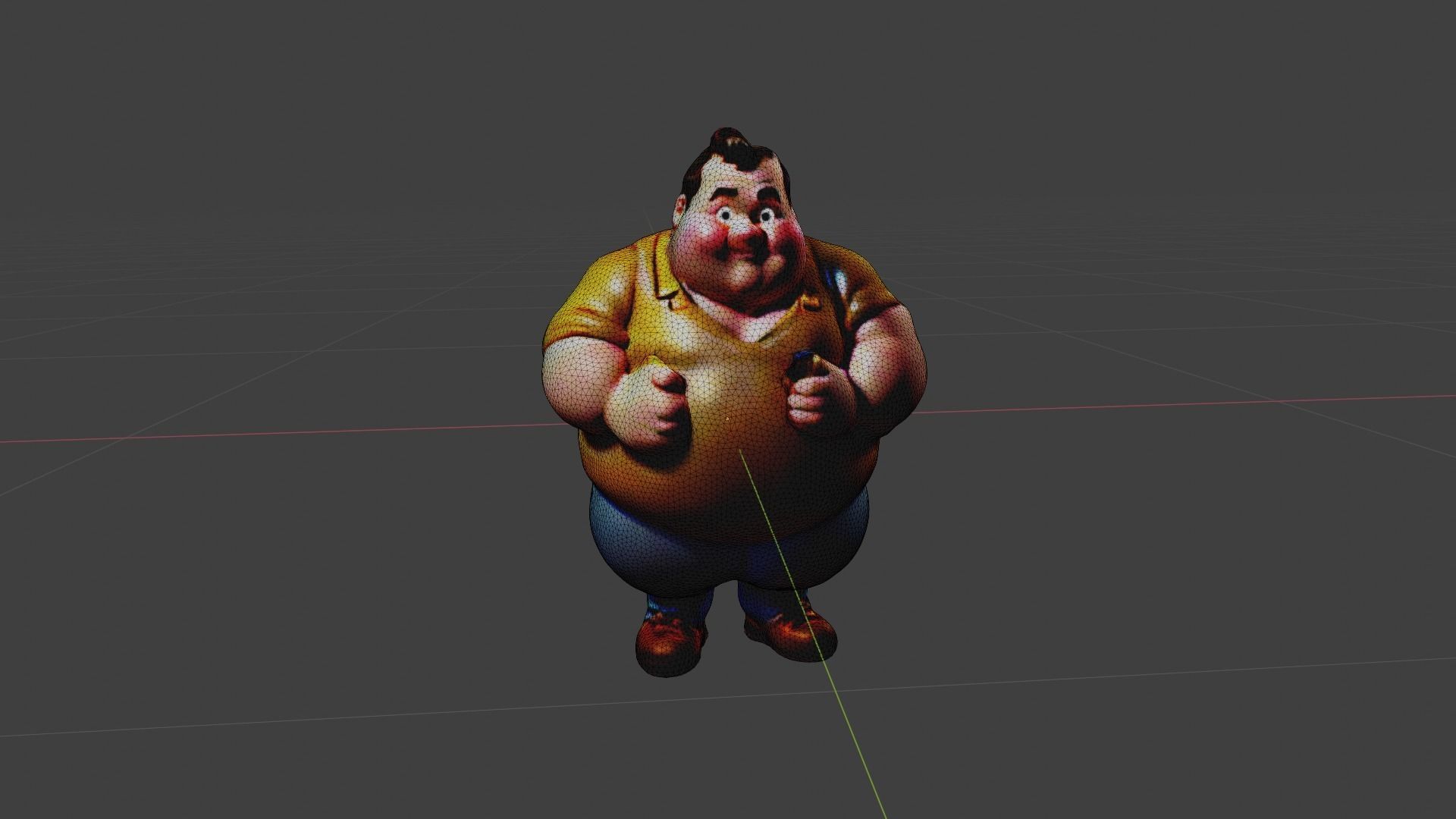 Fat Man Cartoon  Low-poly 3D model_6