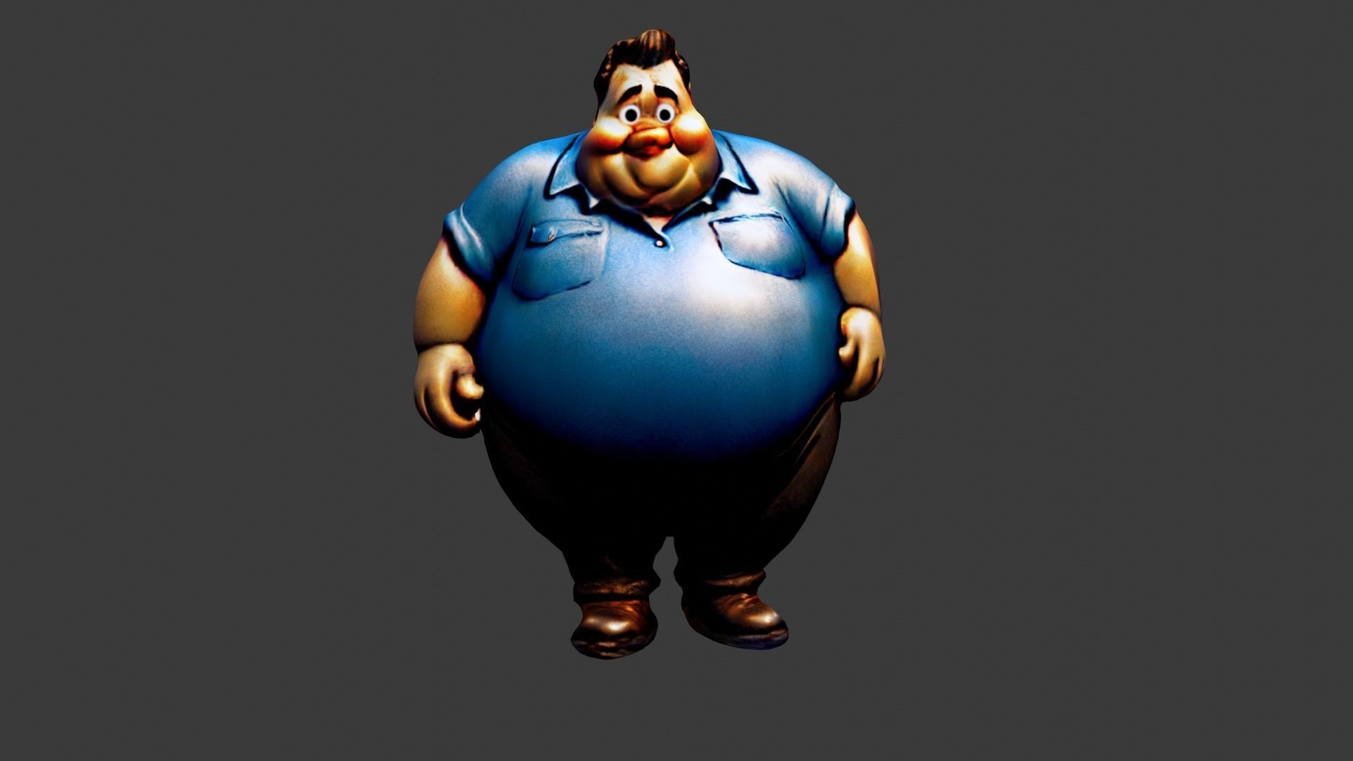 Cartoon Fat Man Low-poly 3D model_1