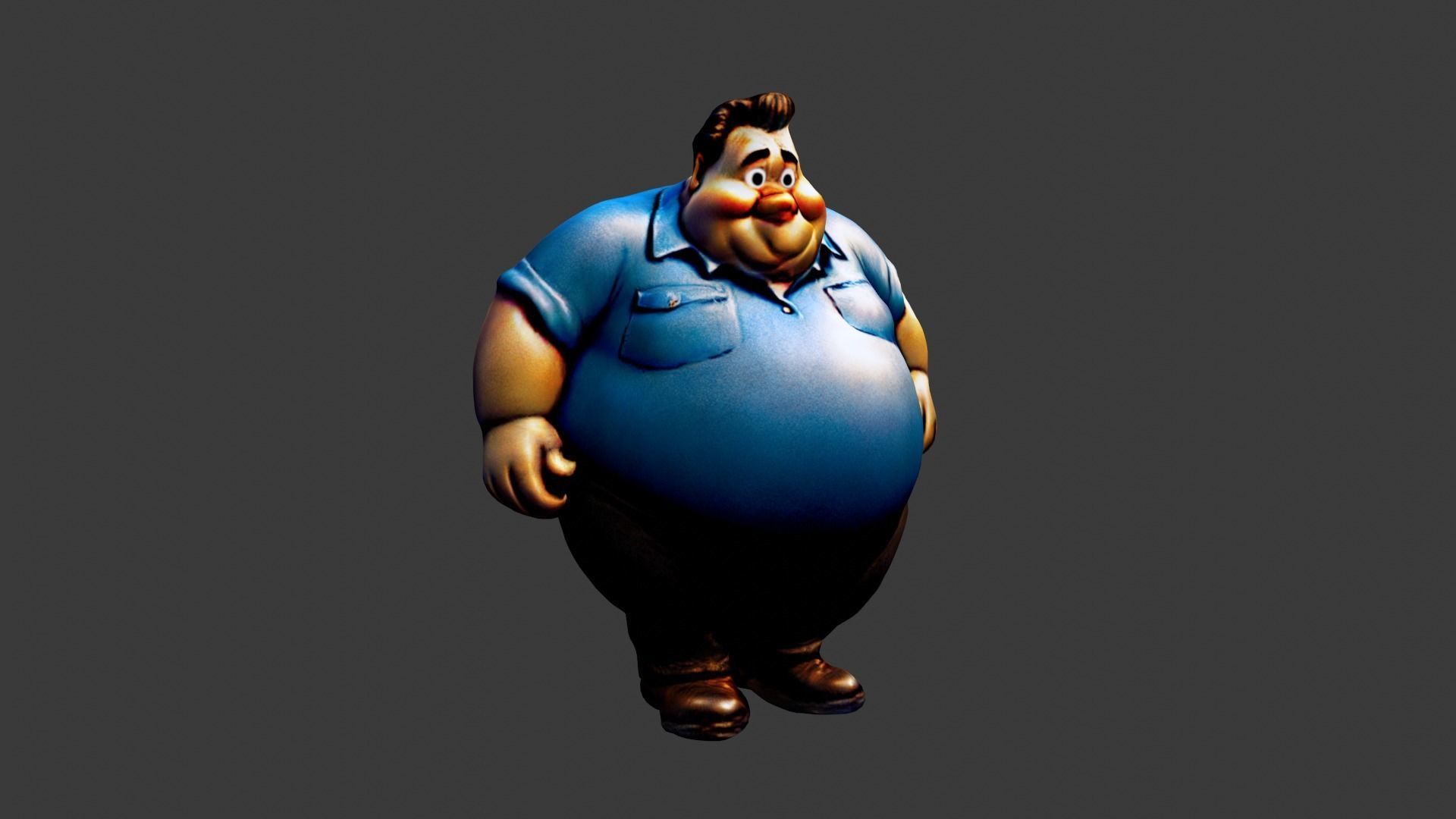 Cartoon Fat Man Low-poly 3D model_4