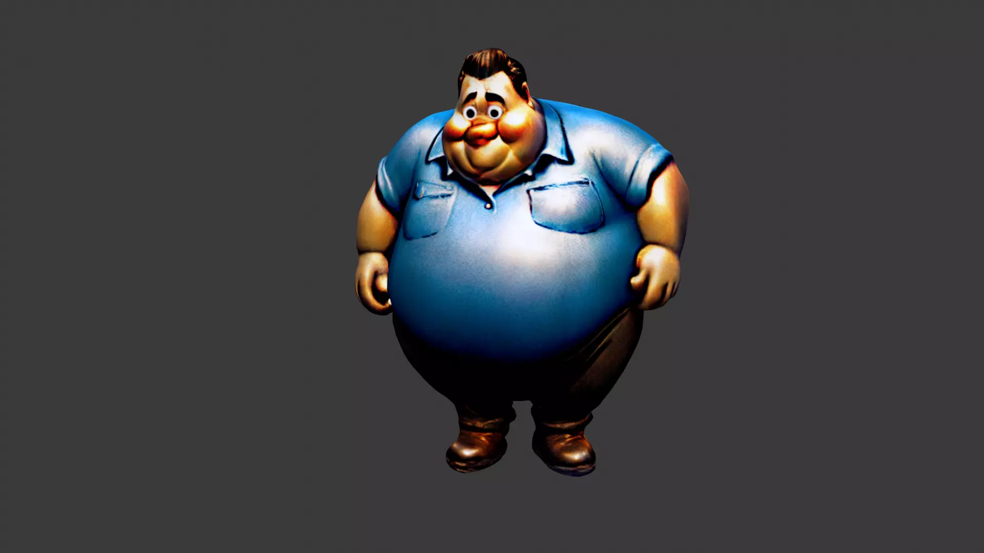 Cartoon Fat Man Low-poly 3D model_0