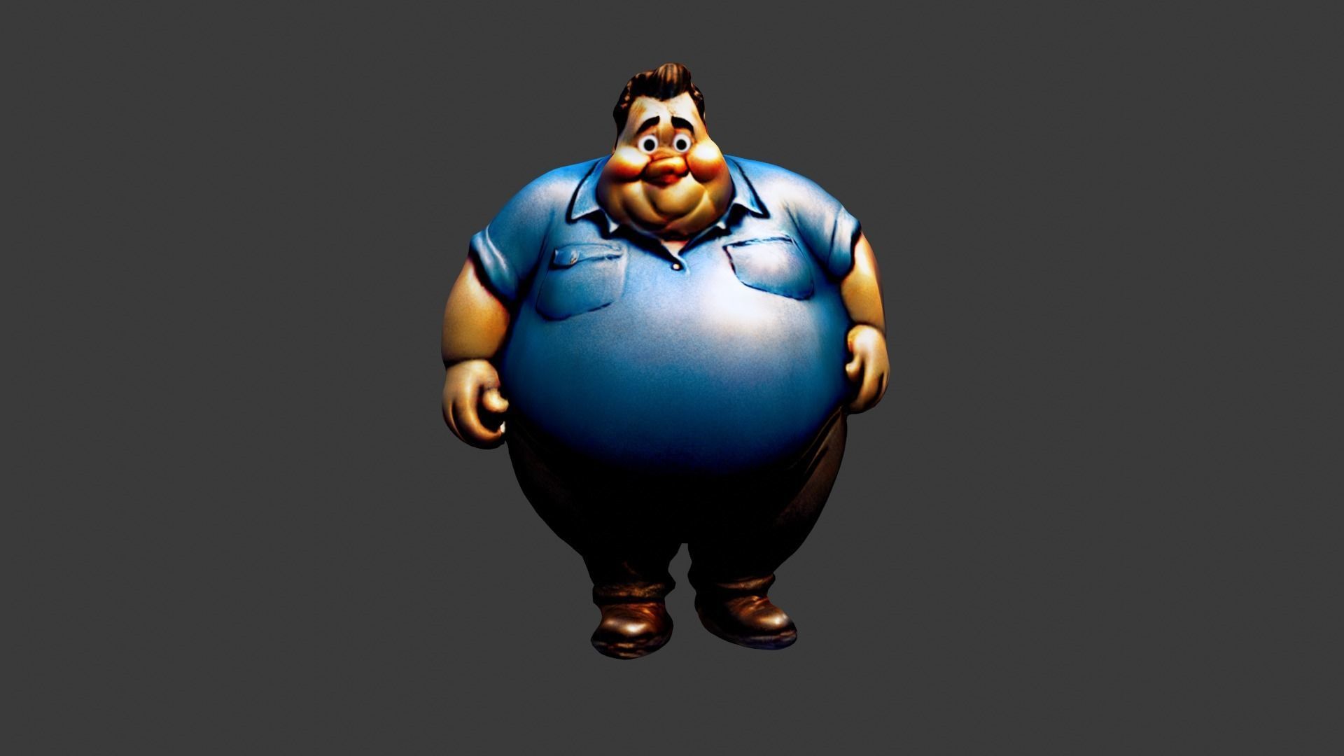 Cartoon Fat Man Low-poly 3D model_3