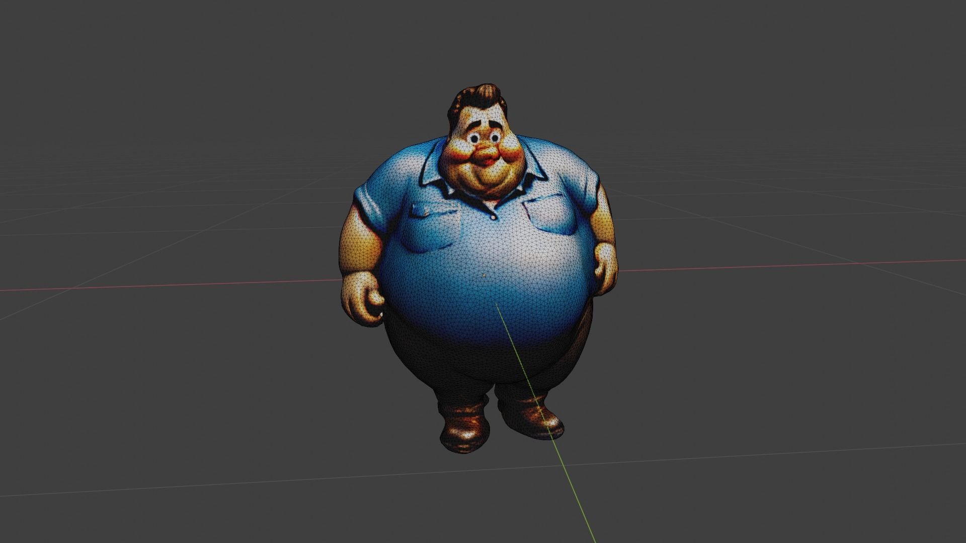 Cartoon Fat Man Low-poly 3D model_6
