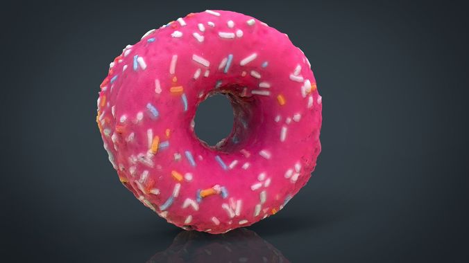 Pink Donut Low-poly 3D model