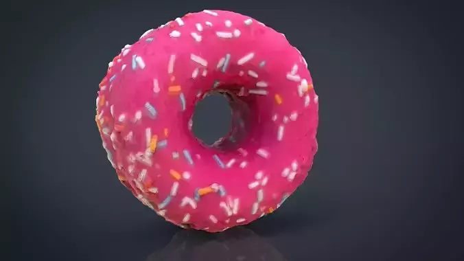 Pink Donut Low-poly 3D model