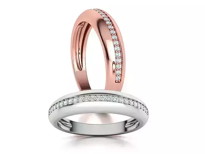 Diamond Dome Ring Half Eternity Ring 3Dprint model 3D print model