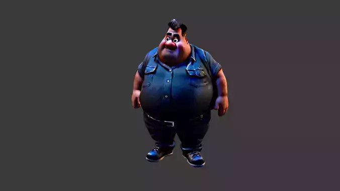 Cartoon Fat Man Low-poly 3D model