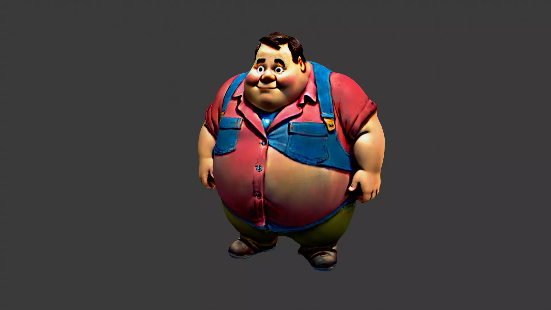 Cartoon Fat Man Low-poly 3D model_0