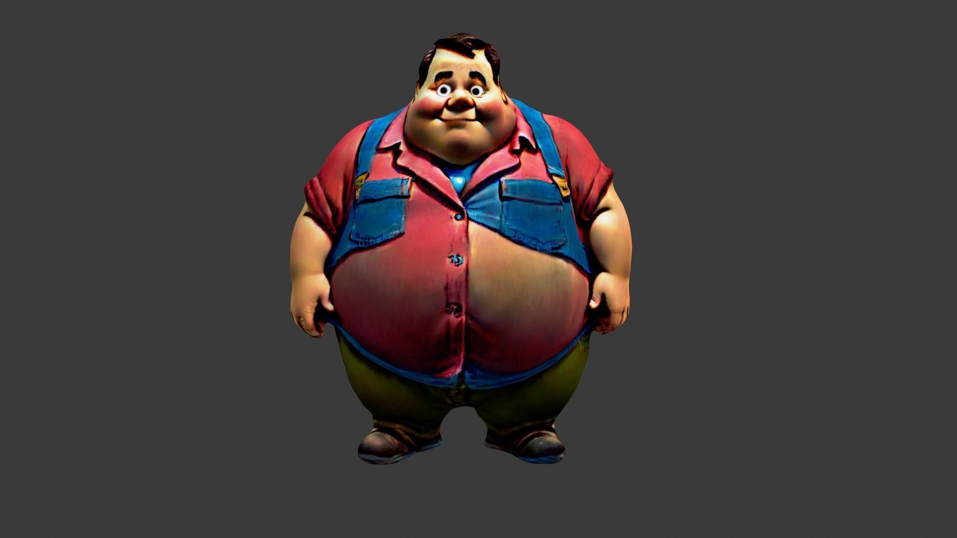 Cartoon Fat Man Low-poly 3D model_1