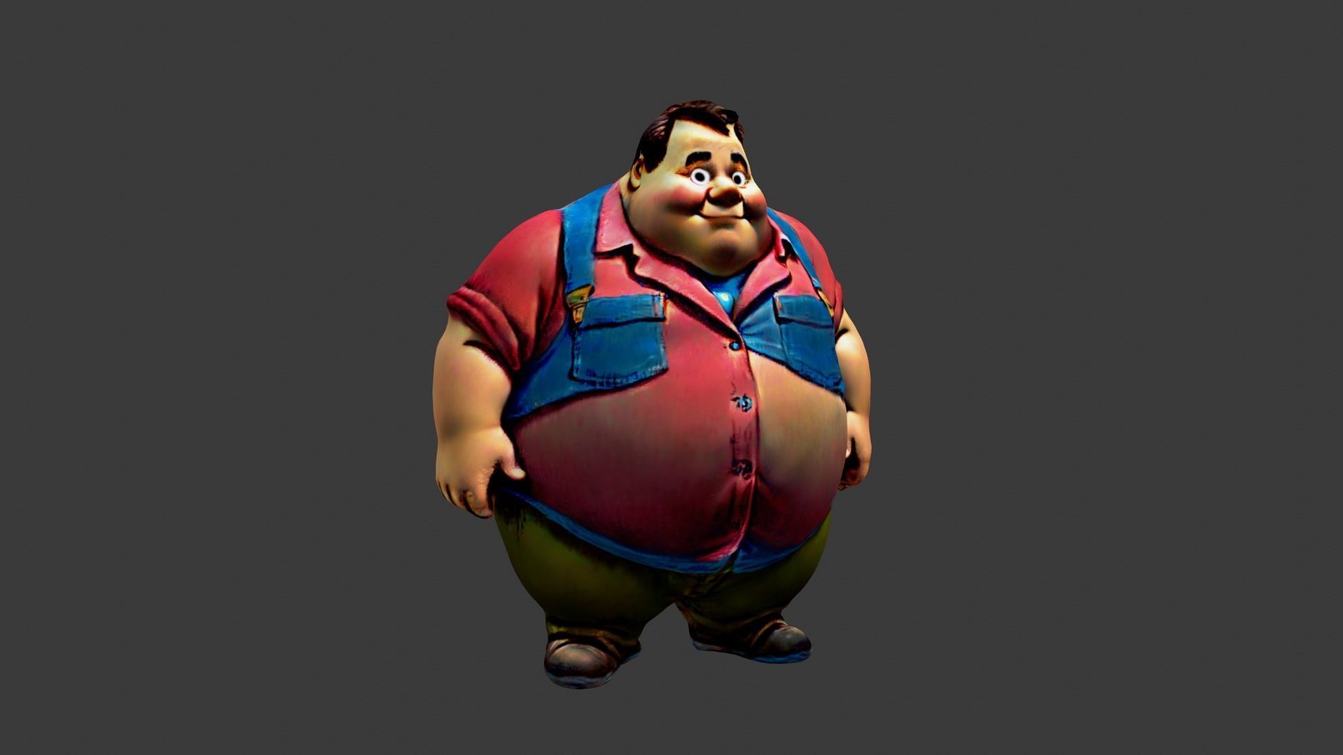 Cartoon Fat Man Low-poly 3D model_4
