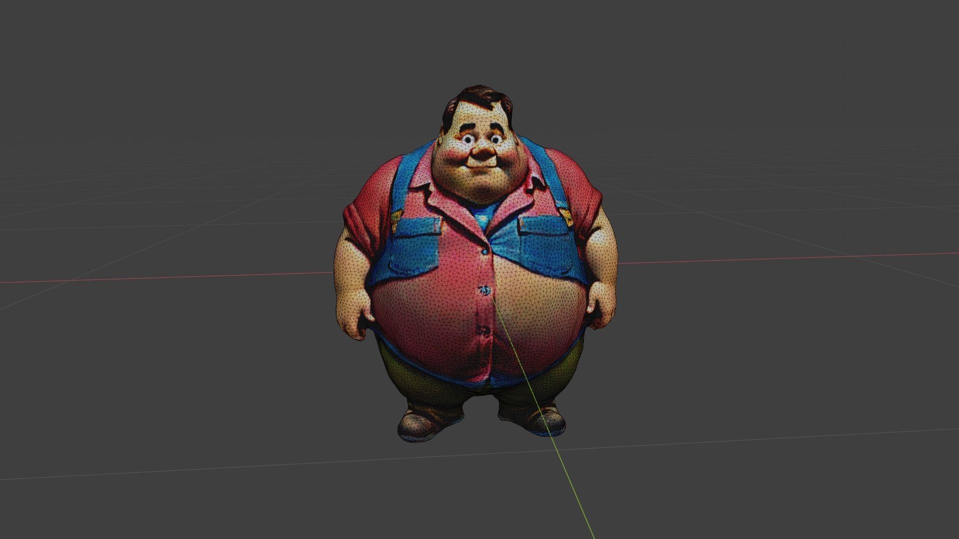 Cartoon Fat Man Low-poly 3D model_6