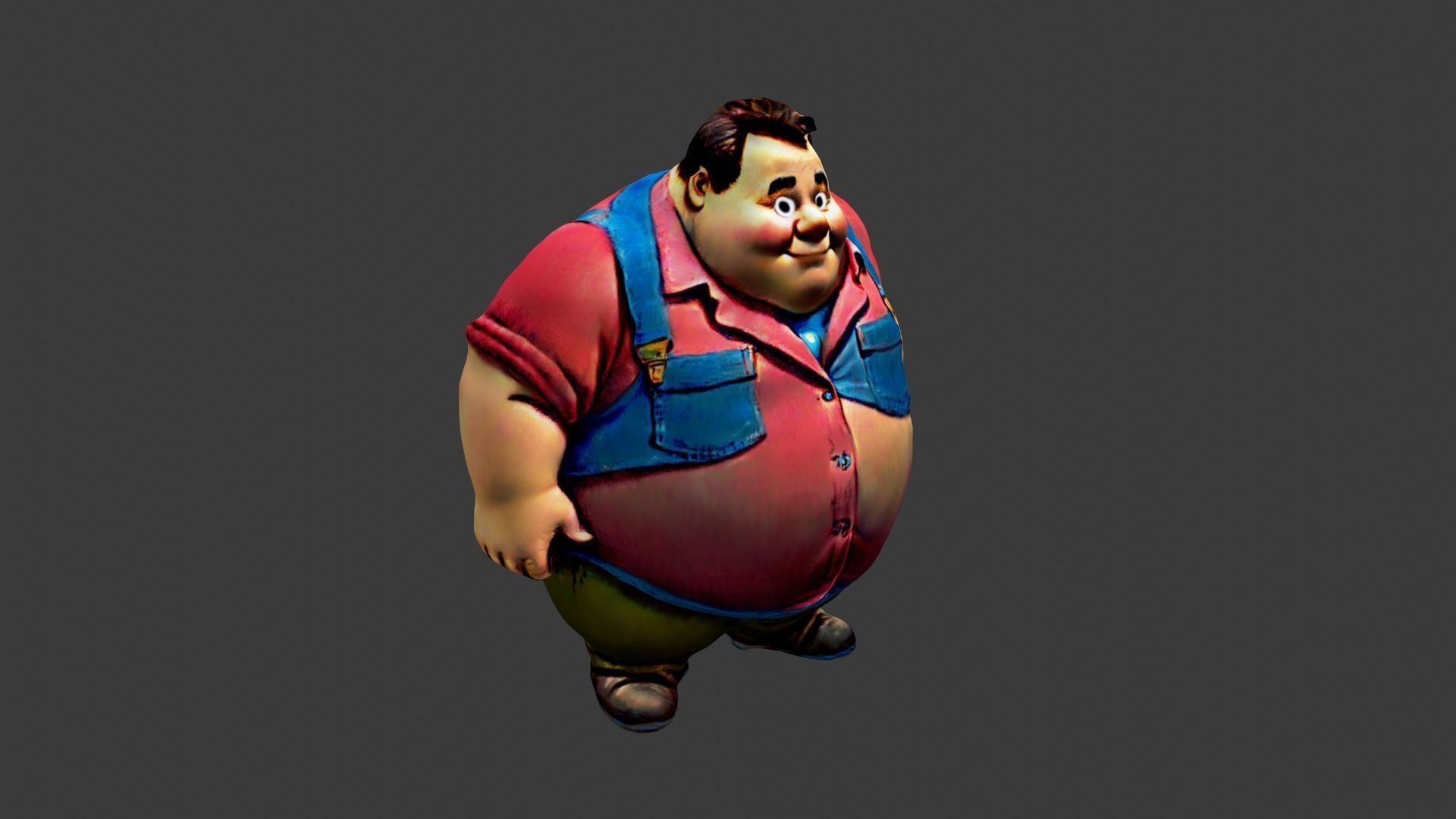 Cartoon Fat Man Low-poly 3D model_2