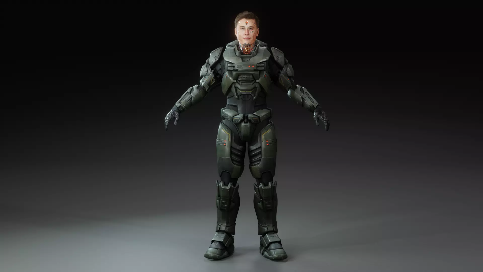 Elon Musk in Futuristic Sci-Fi Style Low-poly 3D model_0