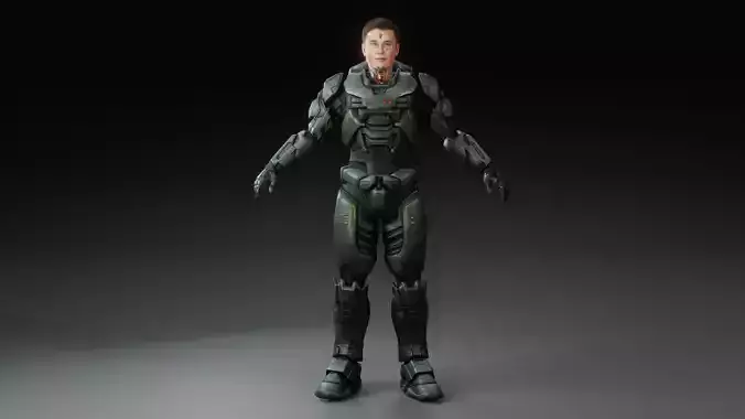 Elon Musk in Futuristic Sci-Fi Style Low-poly 3D model