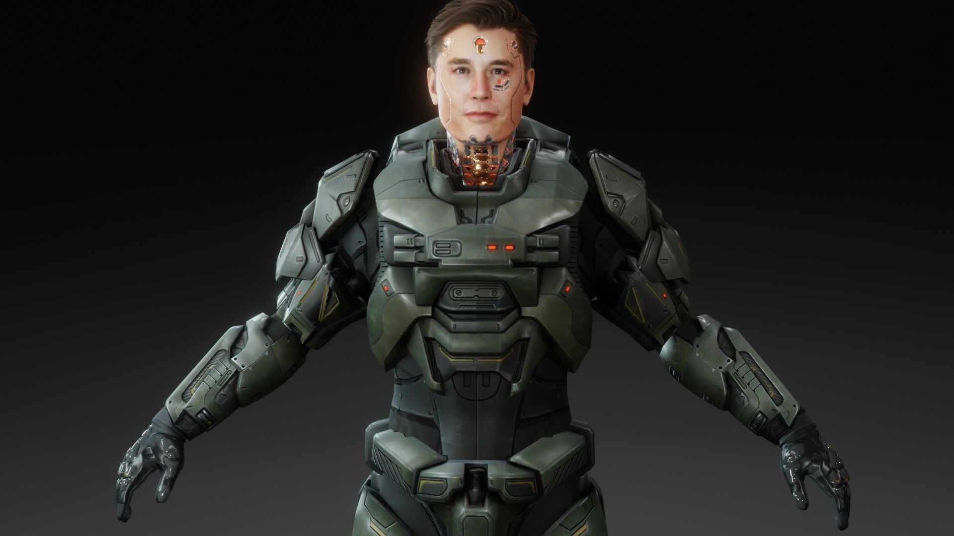 Elon Musk in Futuristic Sci-Fi Style Low-poly 3D model_1