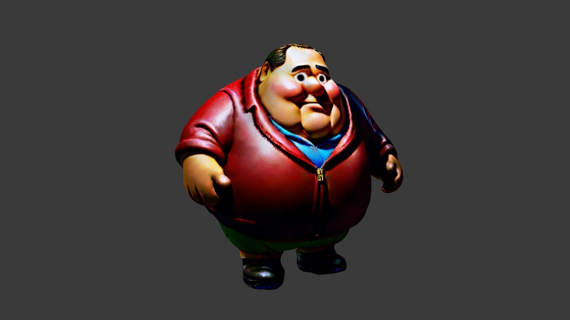 Cartoon Fat Man Low-poly 3D model_4