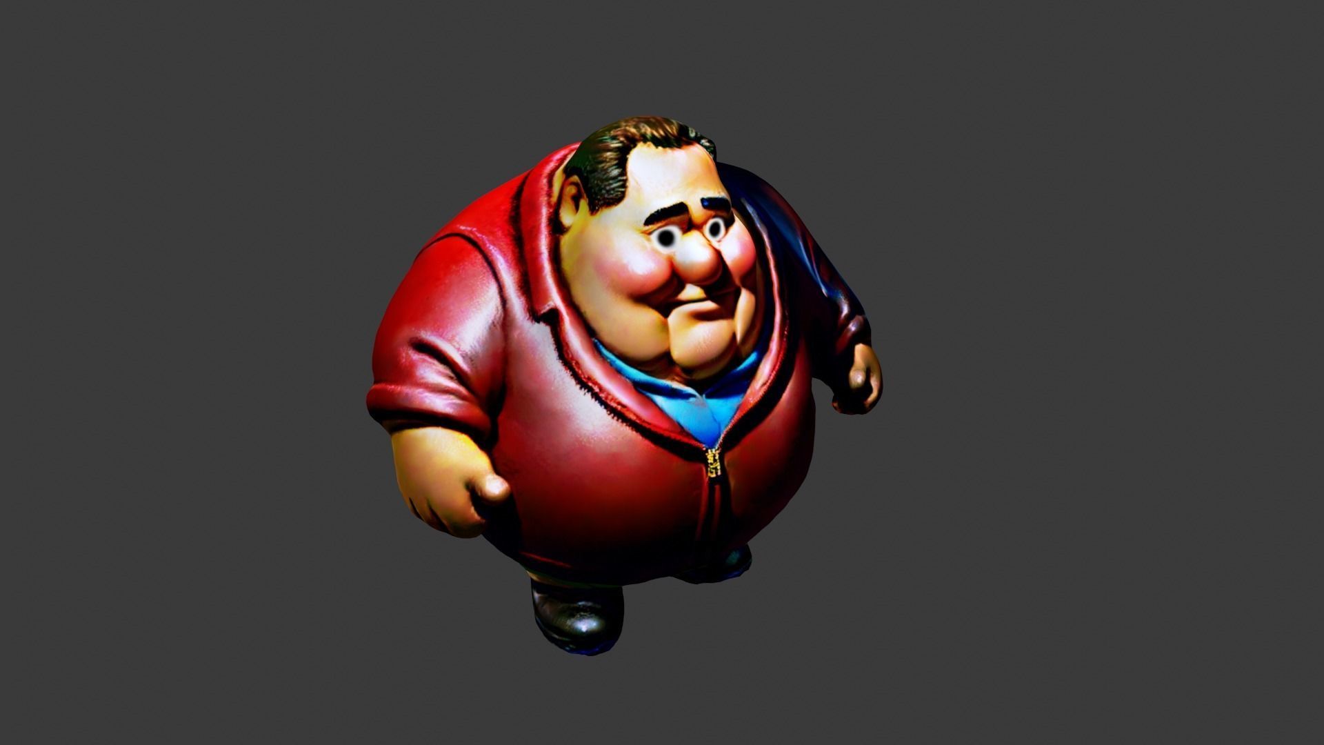 Cartoon Fat Man Low-poly 3D model_5