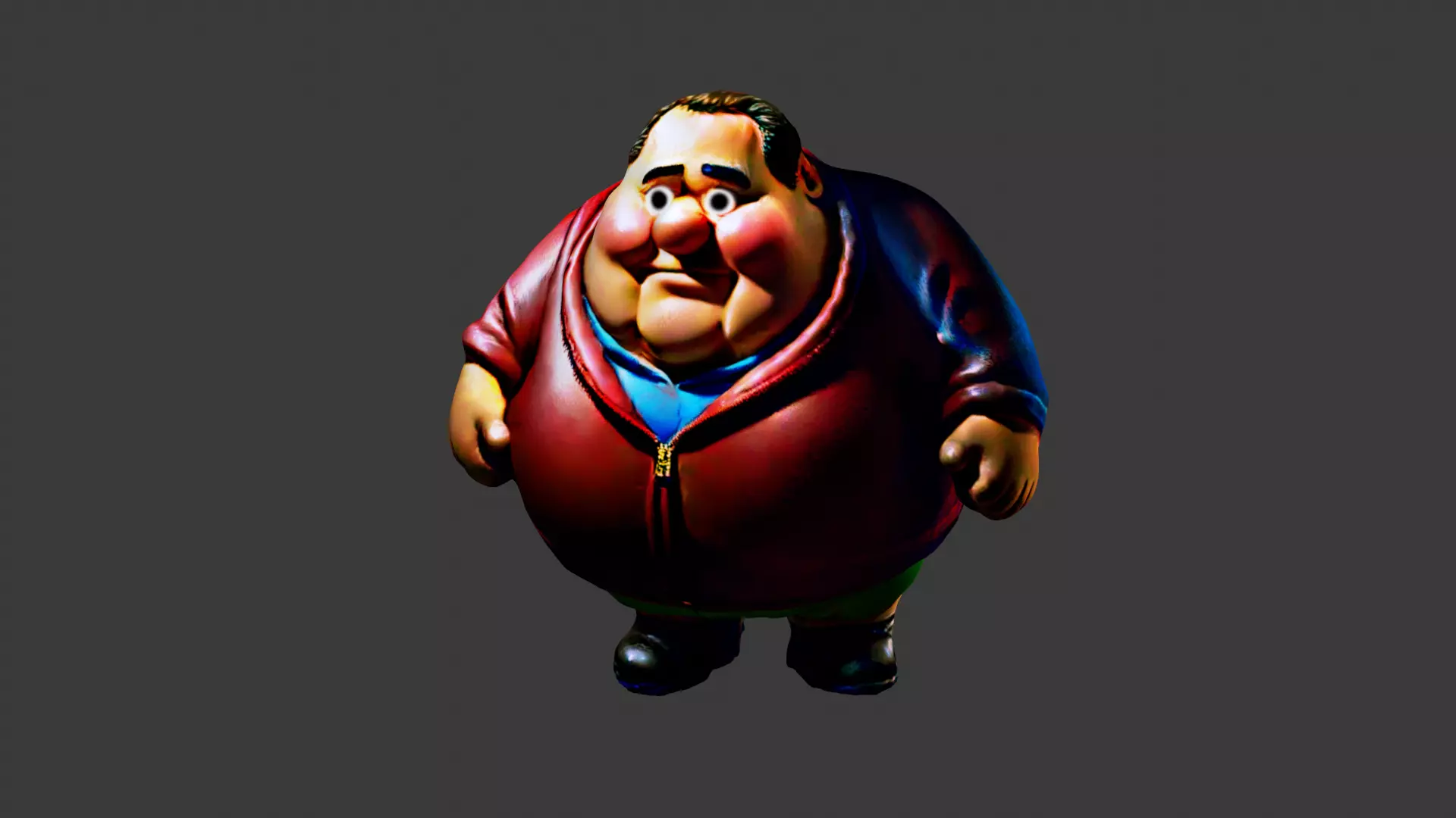Cartoon Fat Man Low-poly 3D model_0