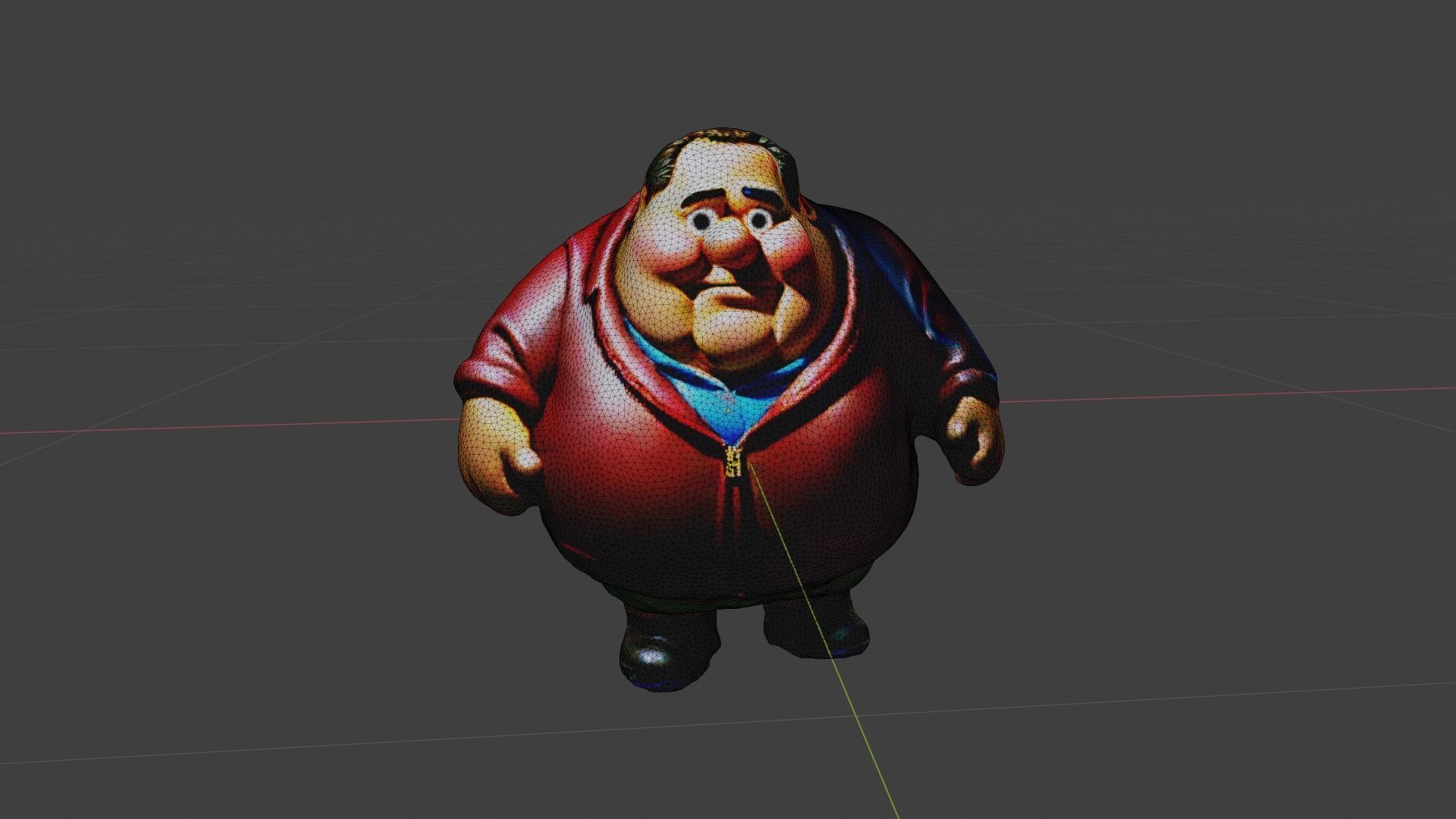 Cartoon Fat Man Low-poly 3D model_6