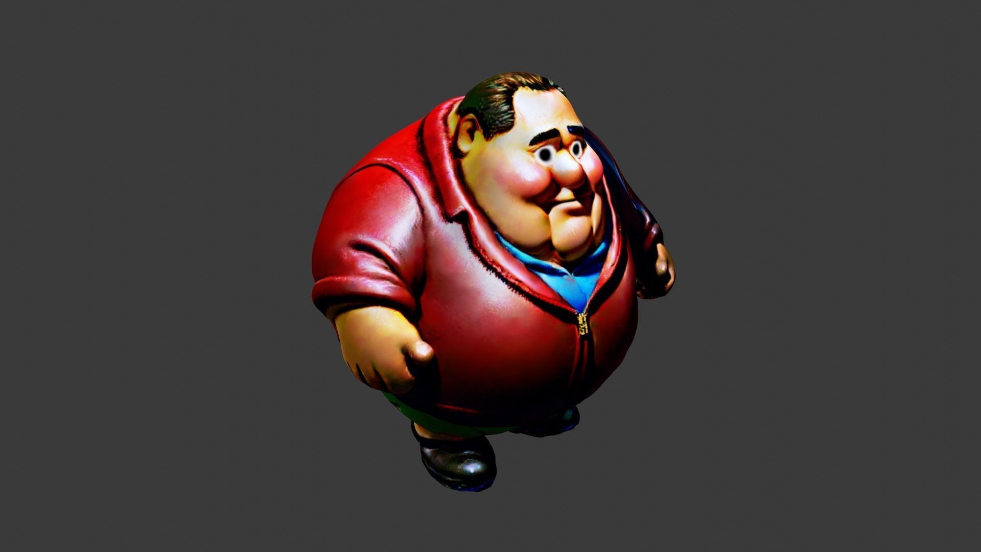 Cartoon Fat Man Low-poly 3D model_2