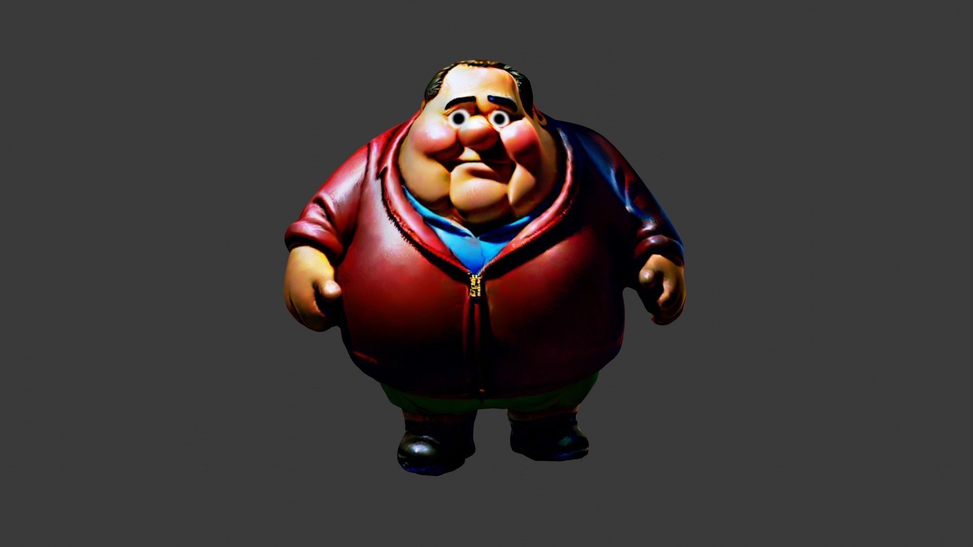 Cartoon Fat Man Low-poly 3D model_3