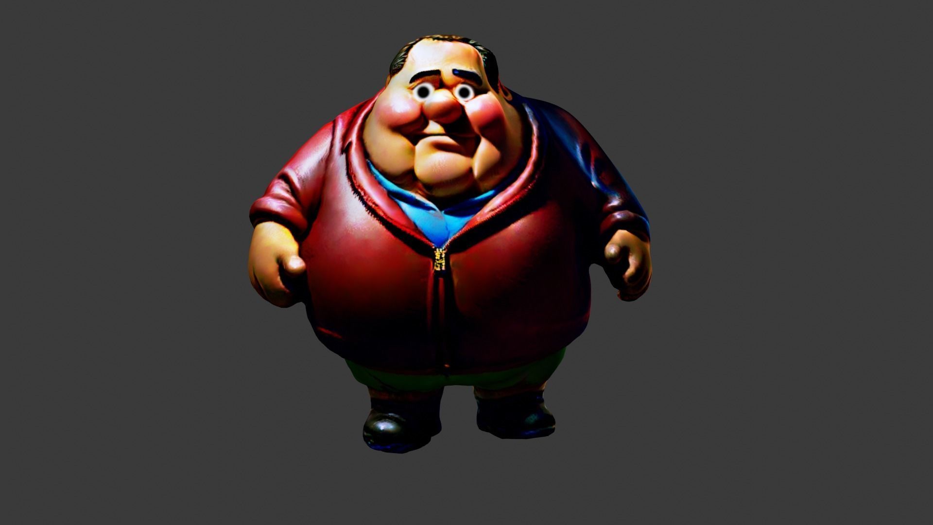 Cartoon Fat Man Low-poly 3D model_1