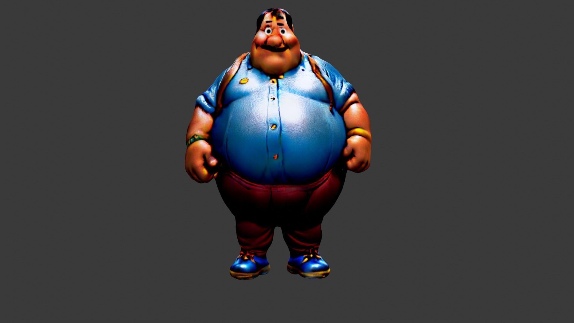 Cartoon Fat Man Low-poly 3D model_1
