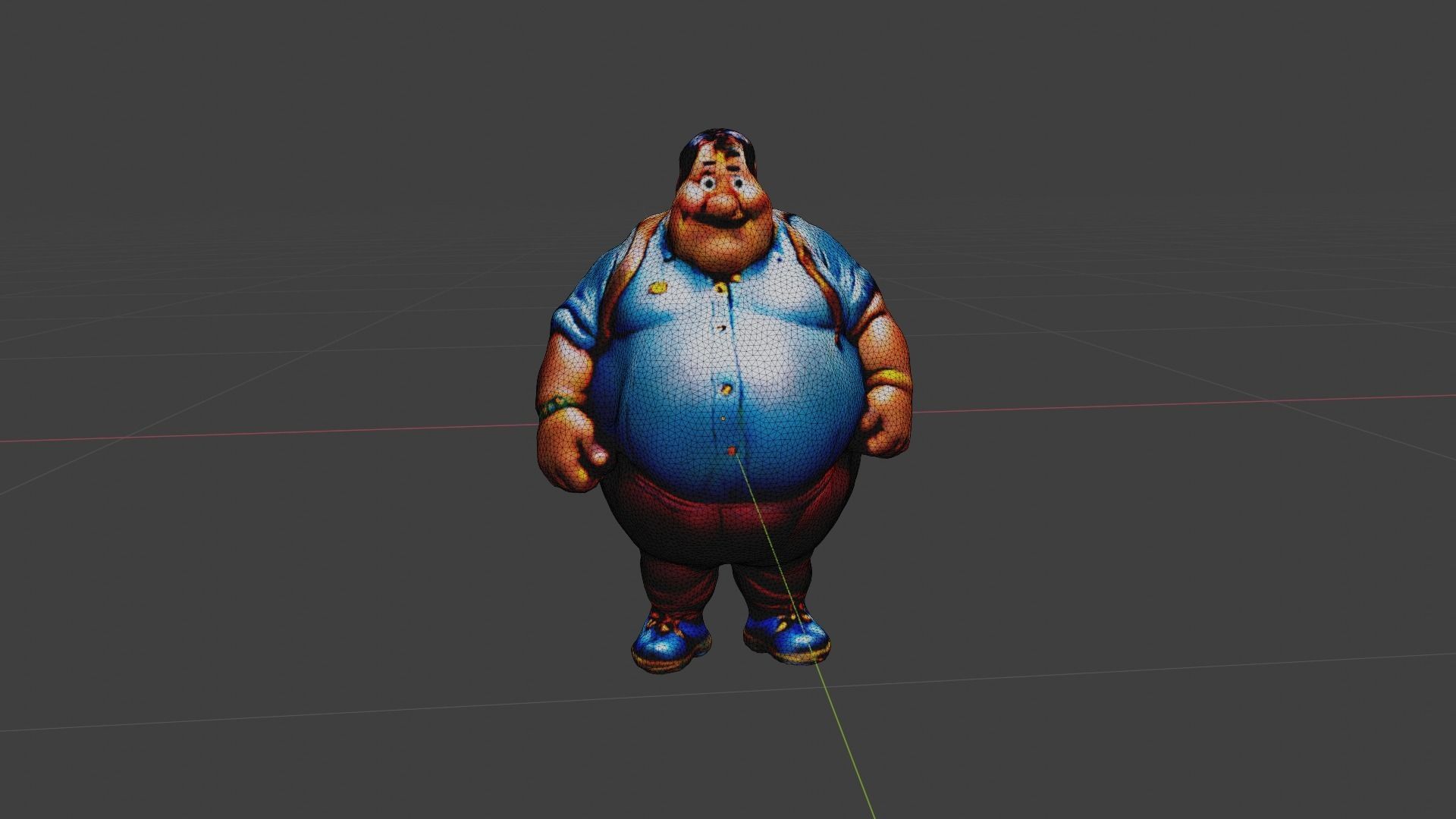 Cartoon Fat Man Low-poly 3D model_6