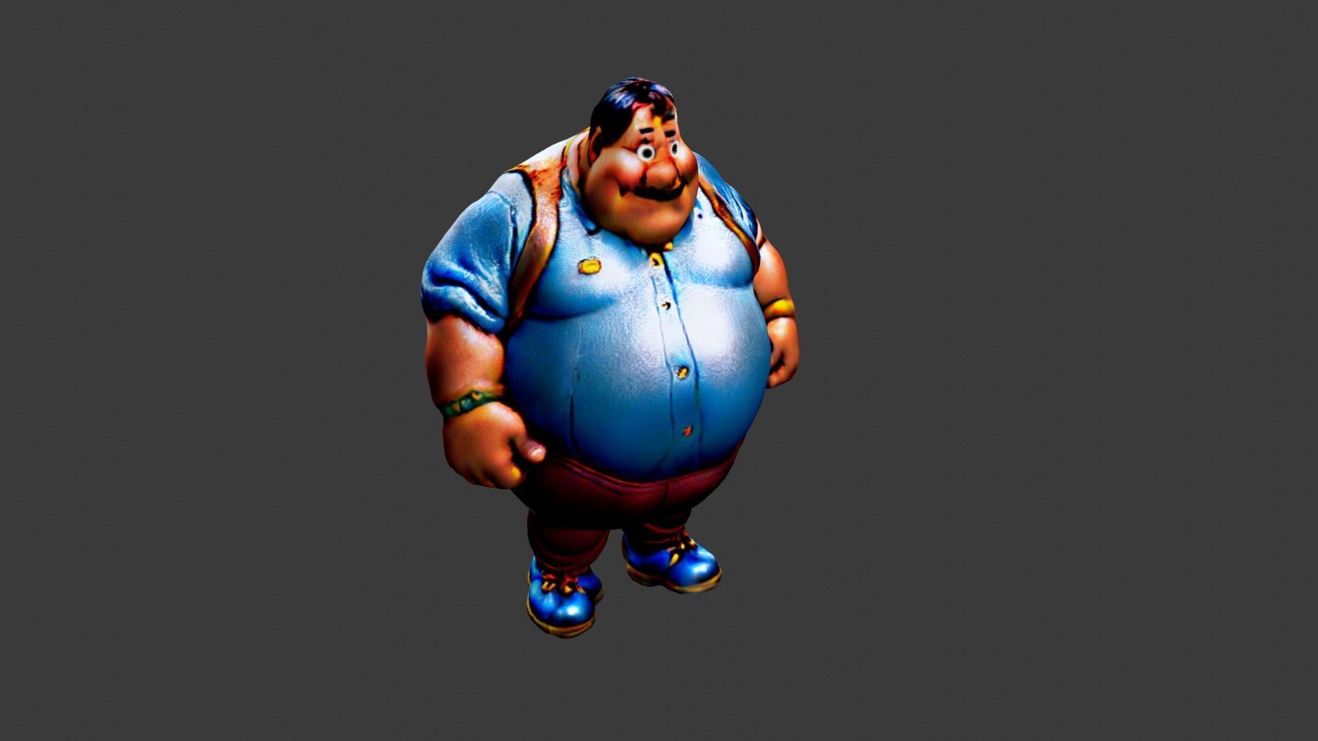Cartoon Fat Man Low-poly 3D model_5