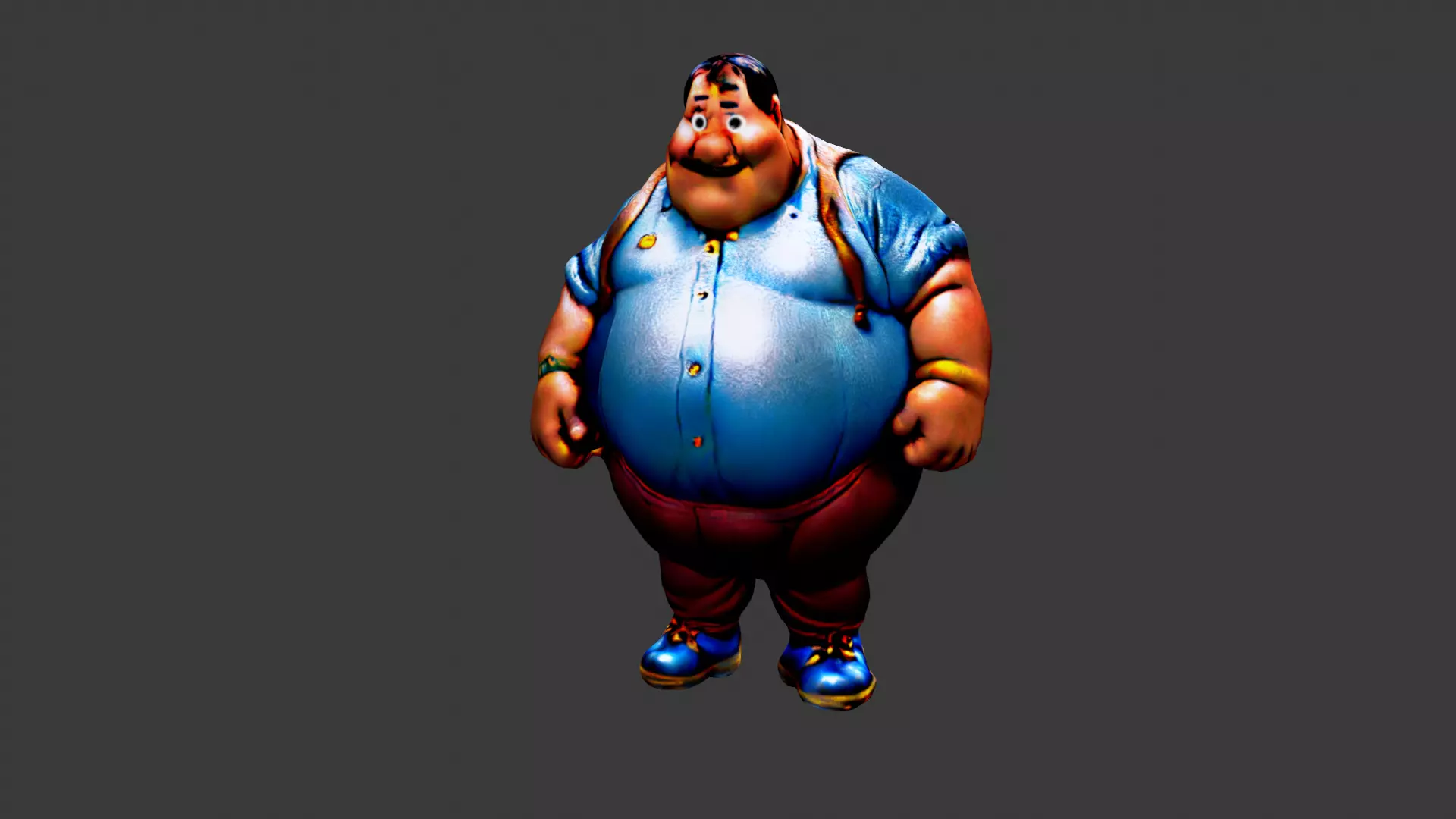 Cartoon Fat Man Low-poly 3D model_0