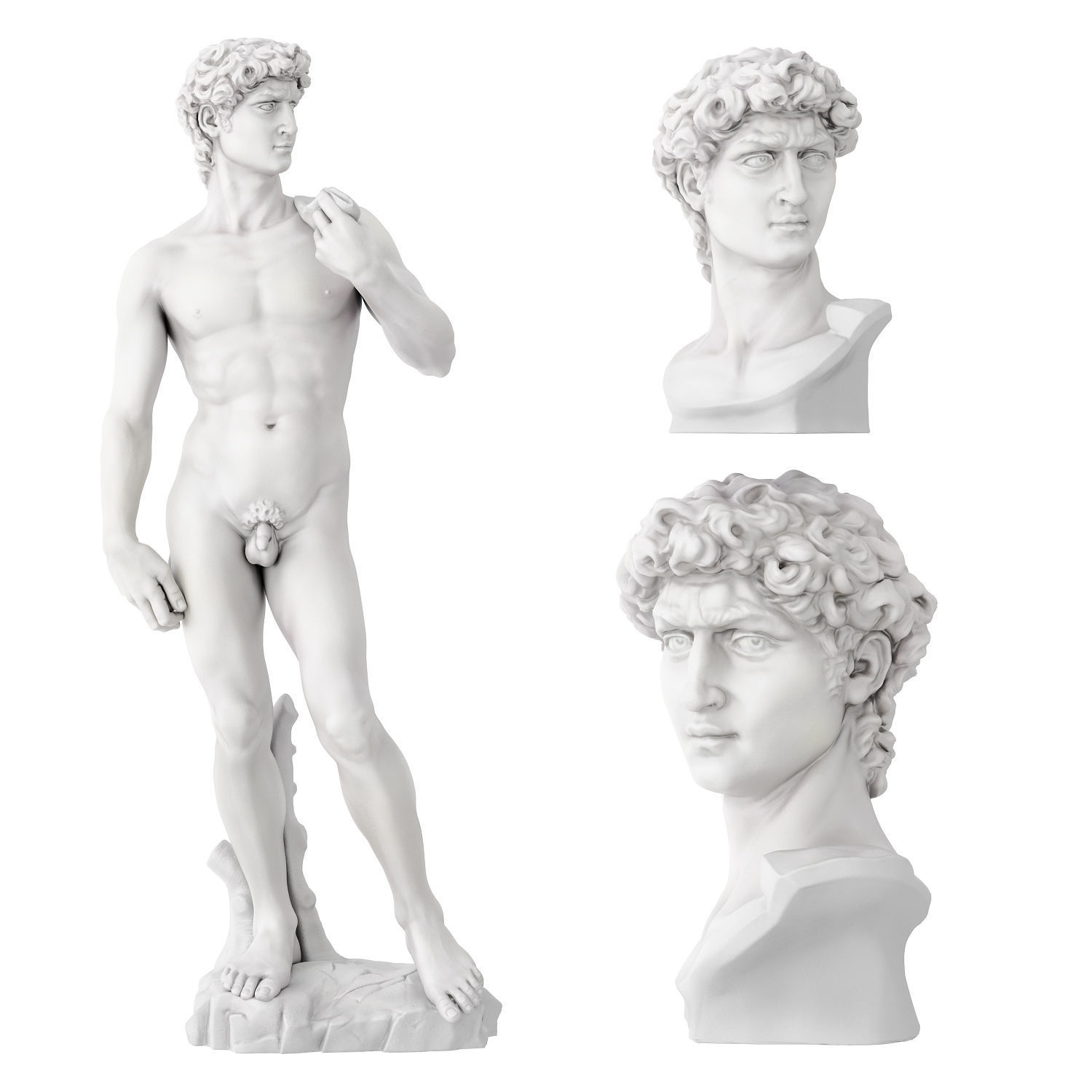 Statue and bust of David 3D model_2