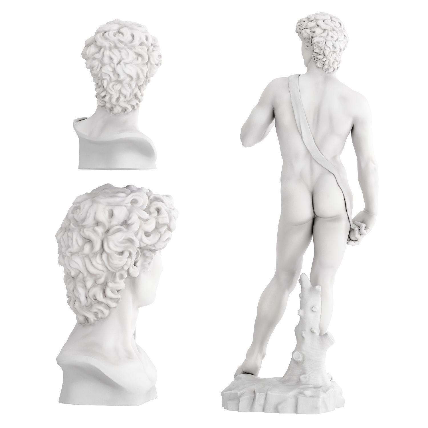 Statue and bust of David 3D model_7
