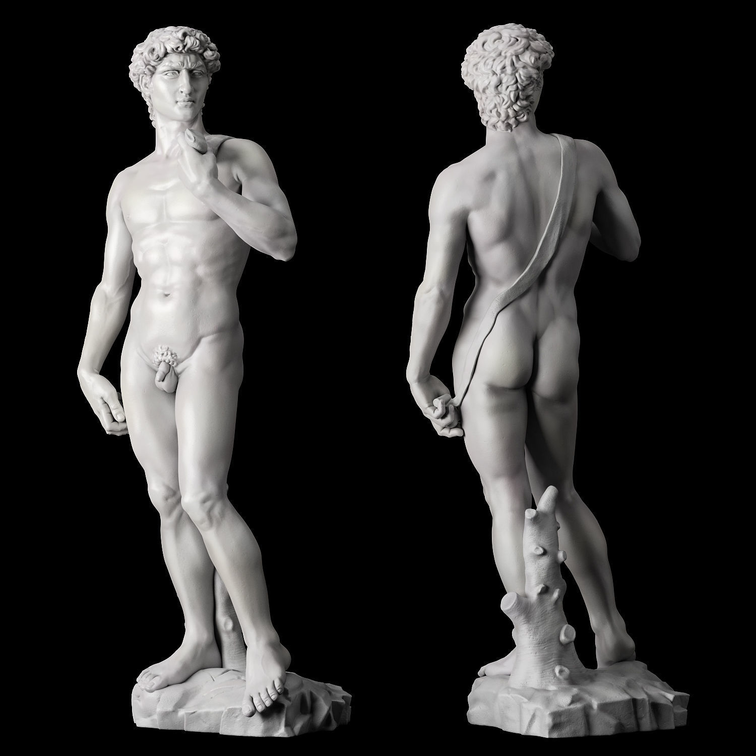 Statue and bust of David 3D model_1