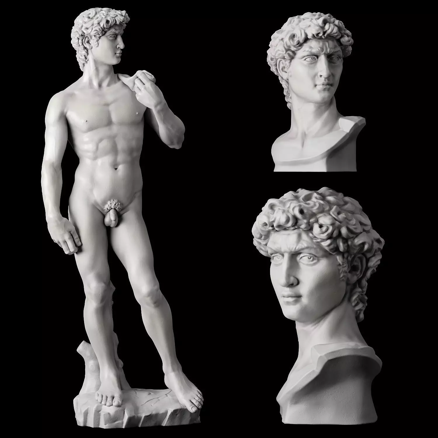 Statue and bust of David 3D model_0