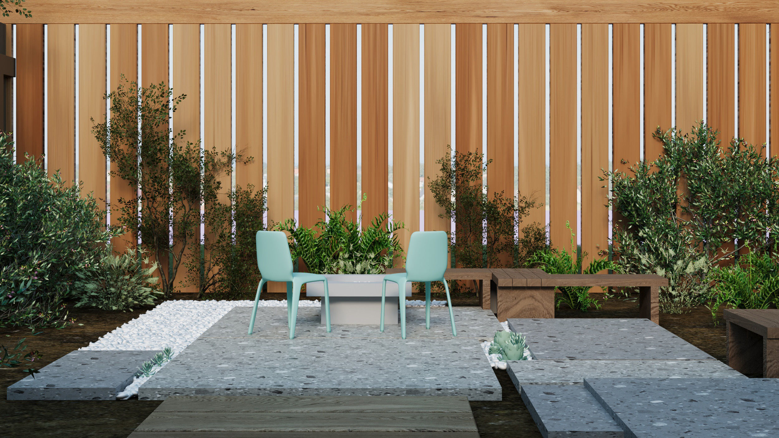 courtyard patio landscape 3d model Low-poly 3D model_8