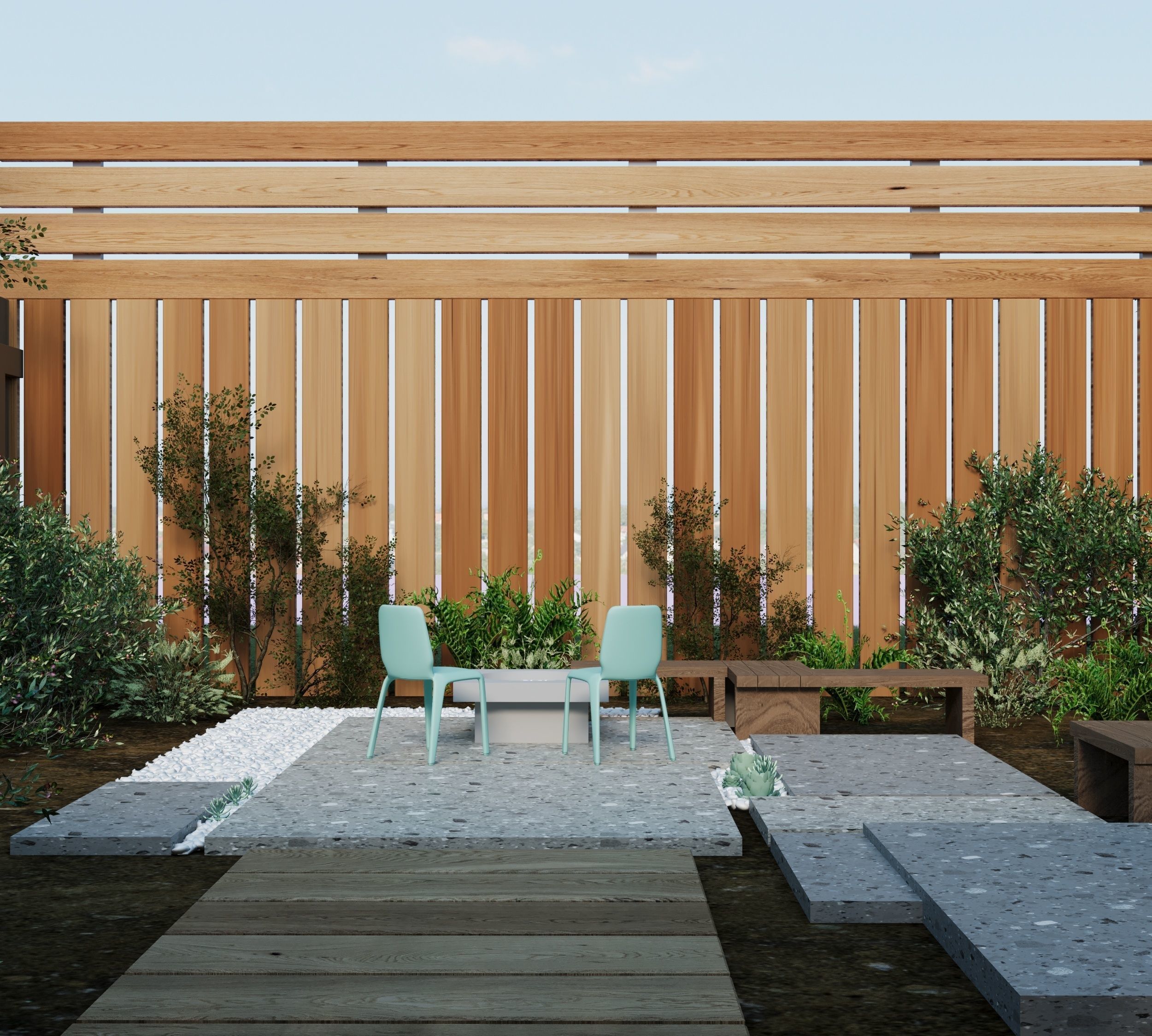 courtyard patio landscape 3d model Low-poly 3D model_4