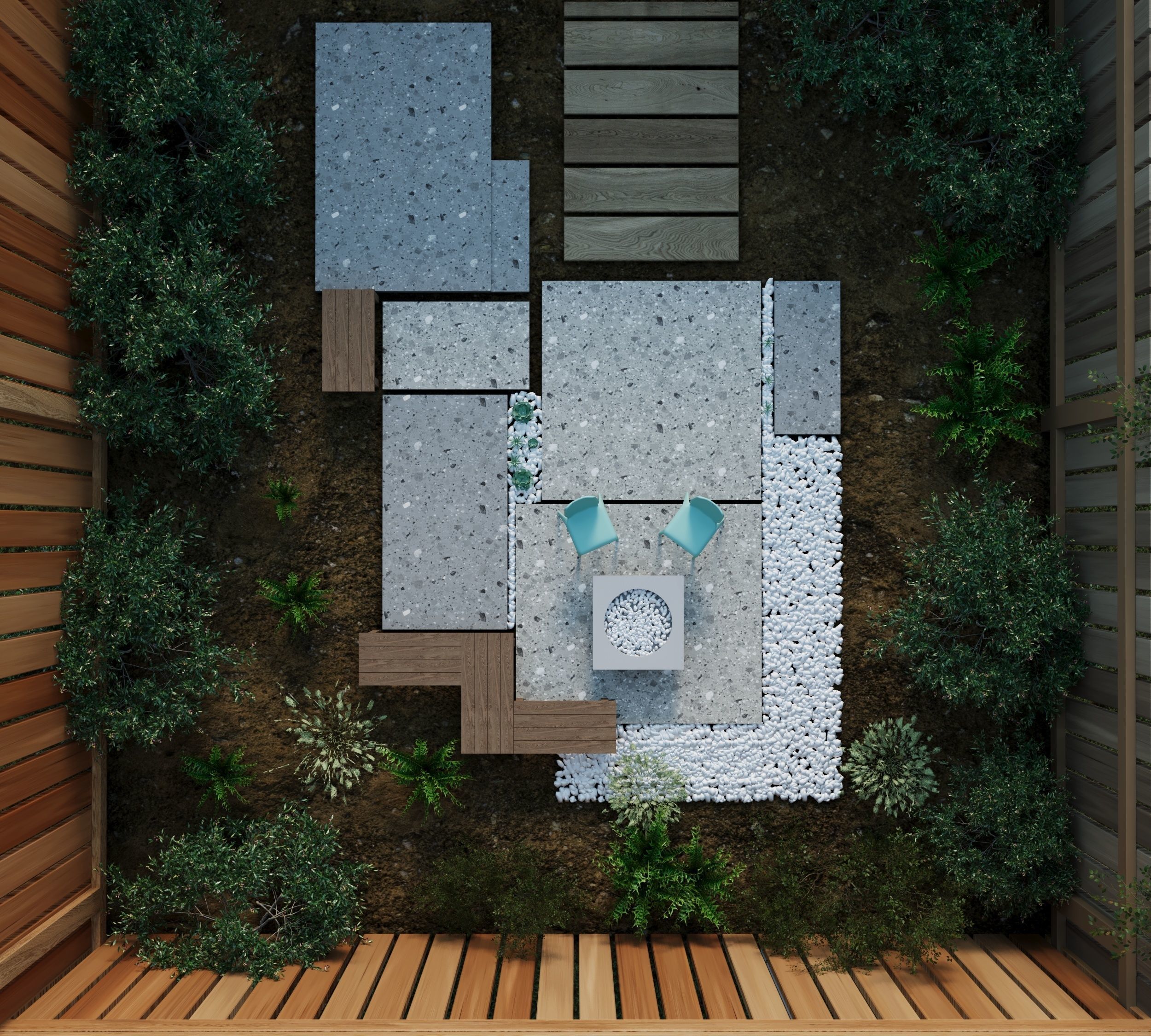 courtyard patio landscape 3d model Low-poly 3D model_5