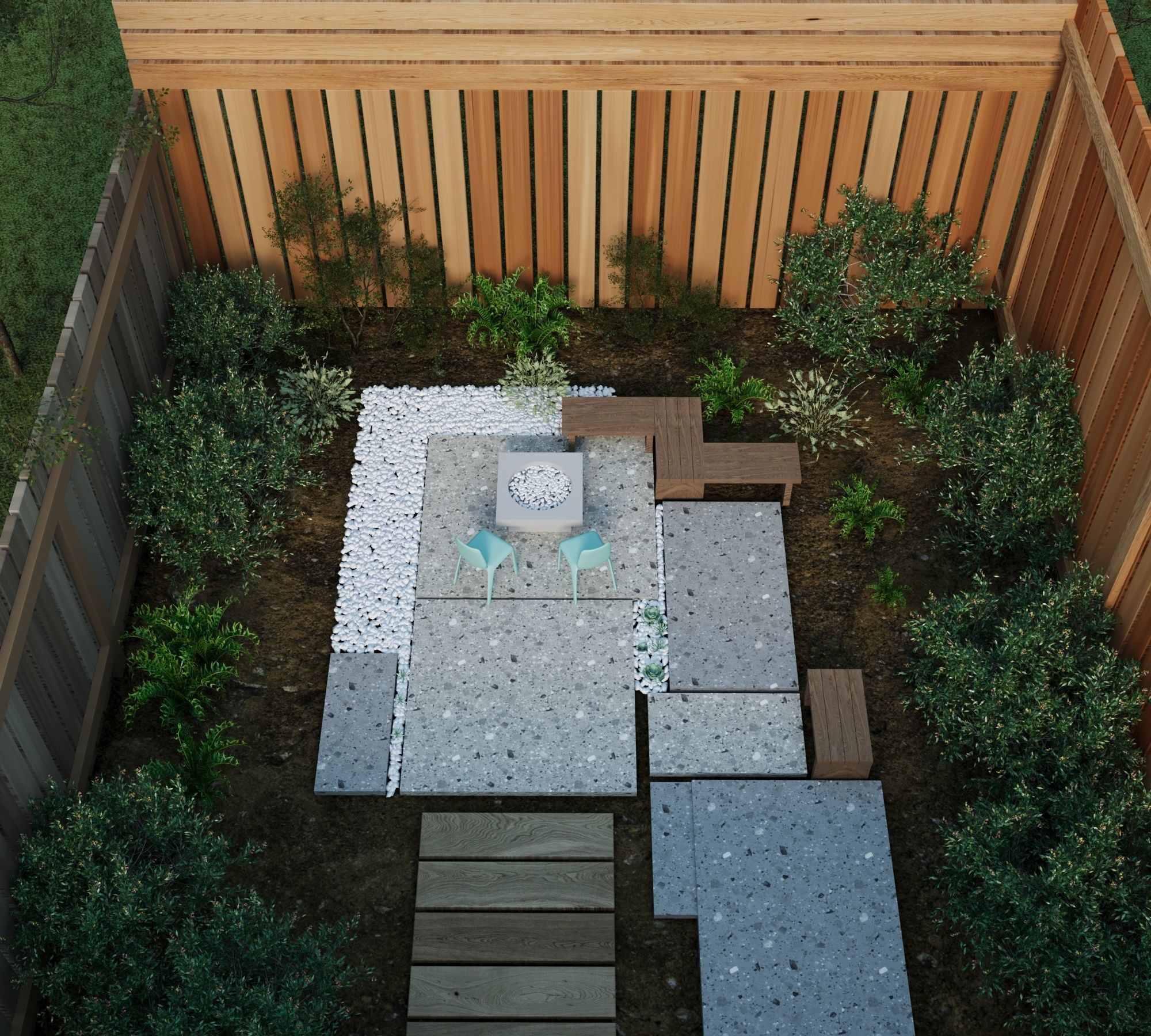 courtyard patio landscape 3d model Low-poly 3D model_2