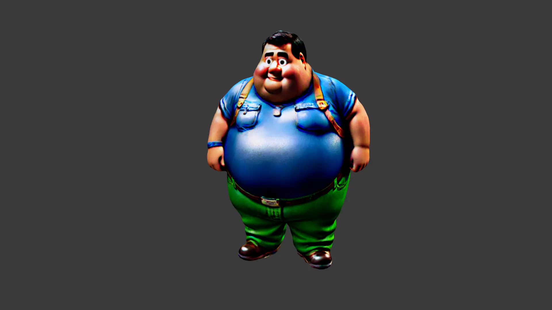 Fat Man Character Low-poly 3D model_0