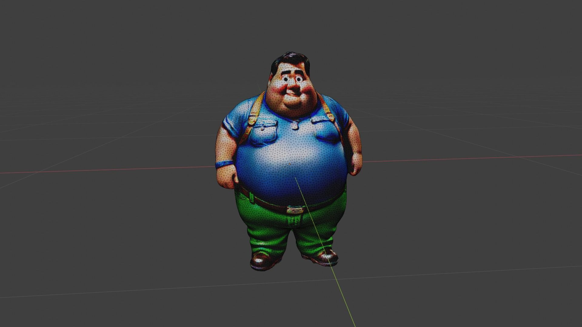 Fat Man Character Low-poly 3D model_6