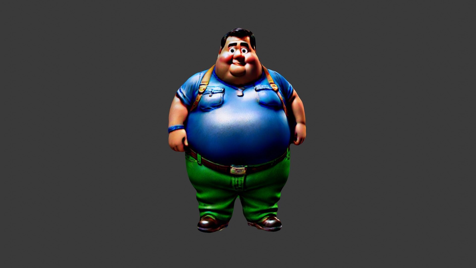 Fat Man Character Low-poly 3D model_3