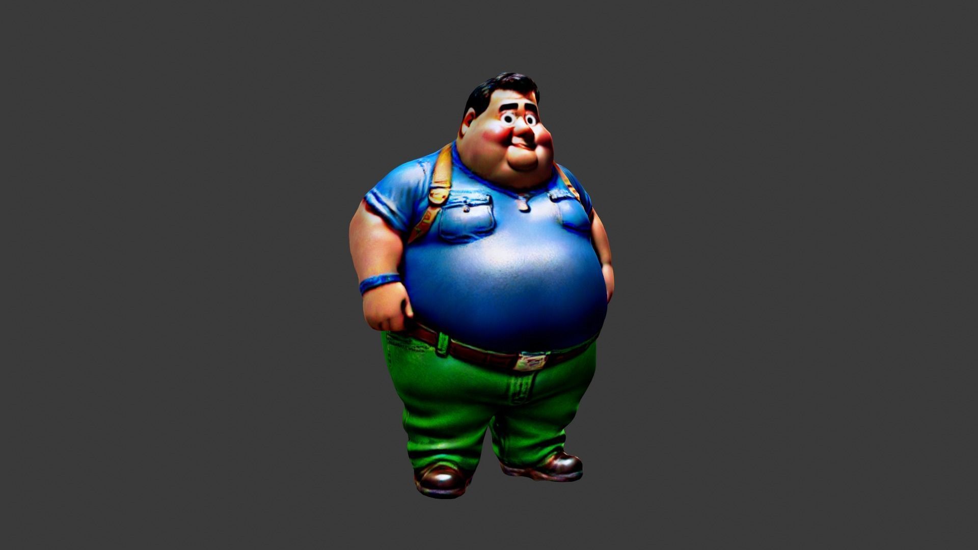 Fat Man Character Low-poly 3D model_4