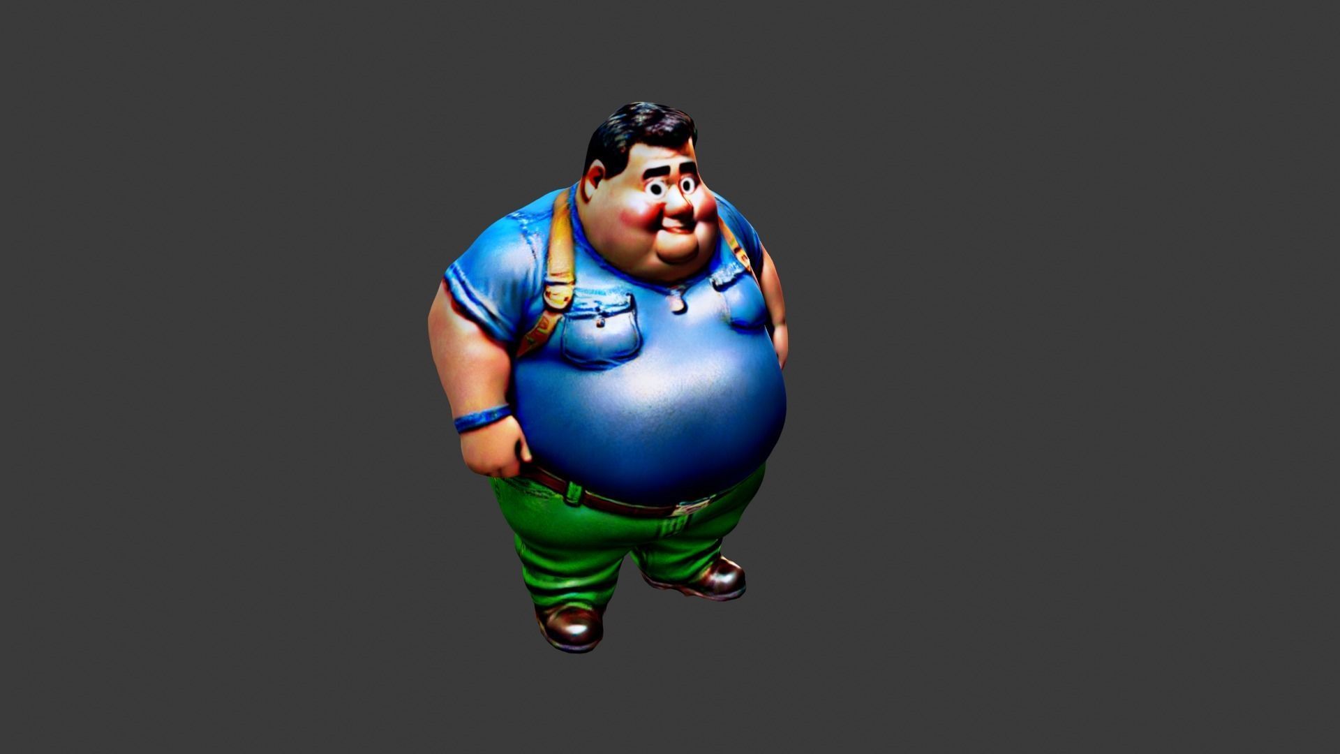 Fat Man Character Low-poly 3D model_5