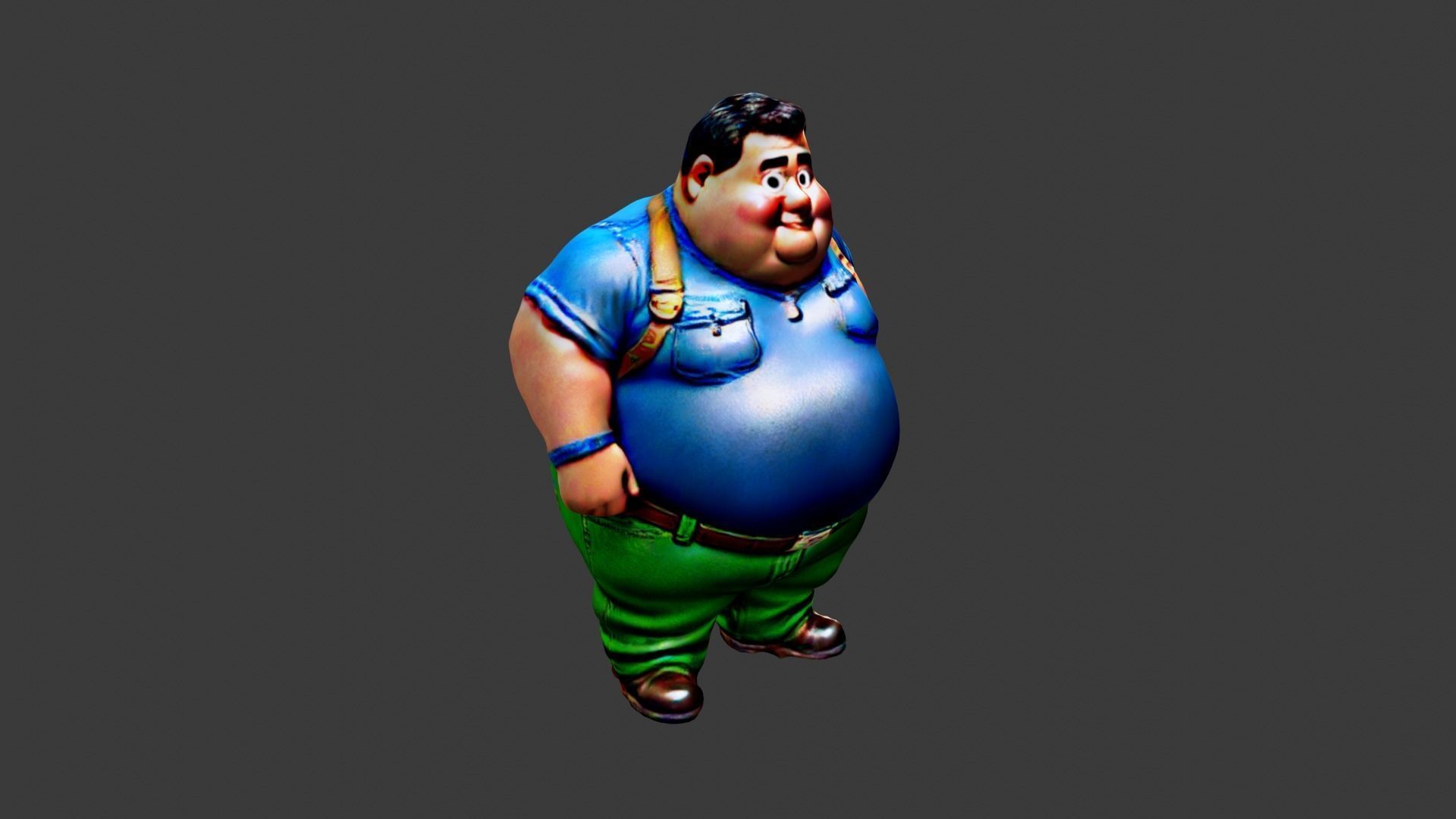 Fat Man Character Low-poly 3D model_2