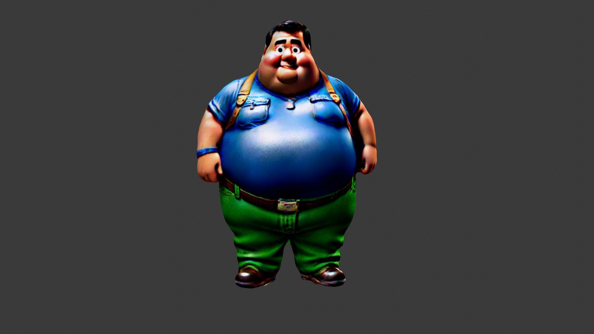 Fat Man Character Low-poly 3D model_1